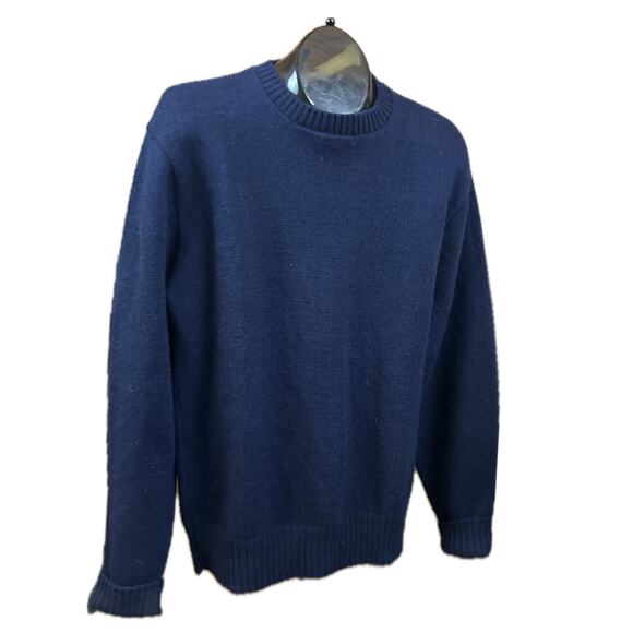 Vintage Navy Blue Wool Blend Pullover Sweater Robert Bruce  / Mens Large - Picture 1 of 4